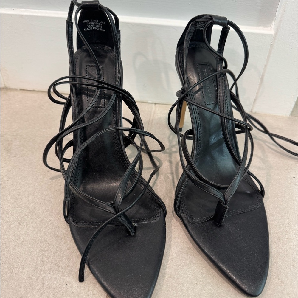 Topshop Black Strappy Heels